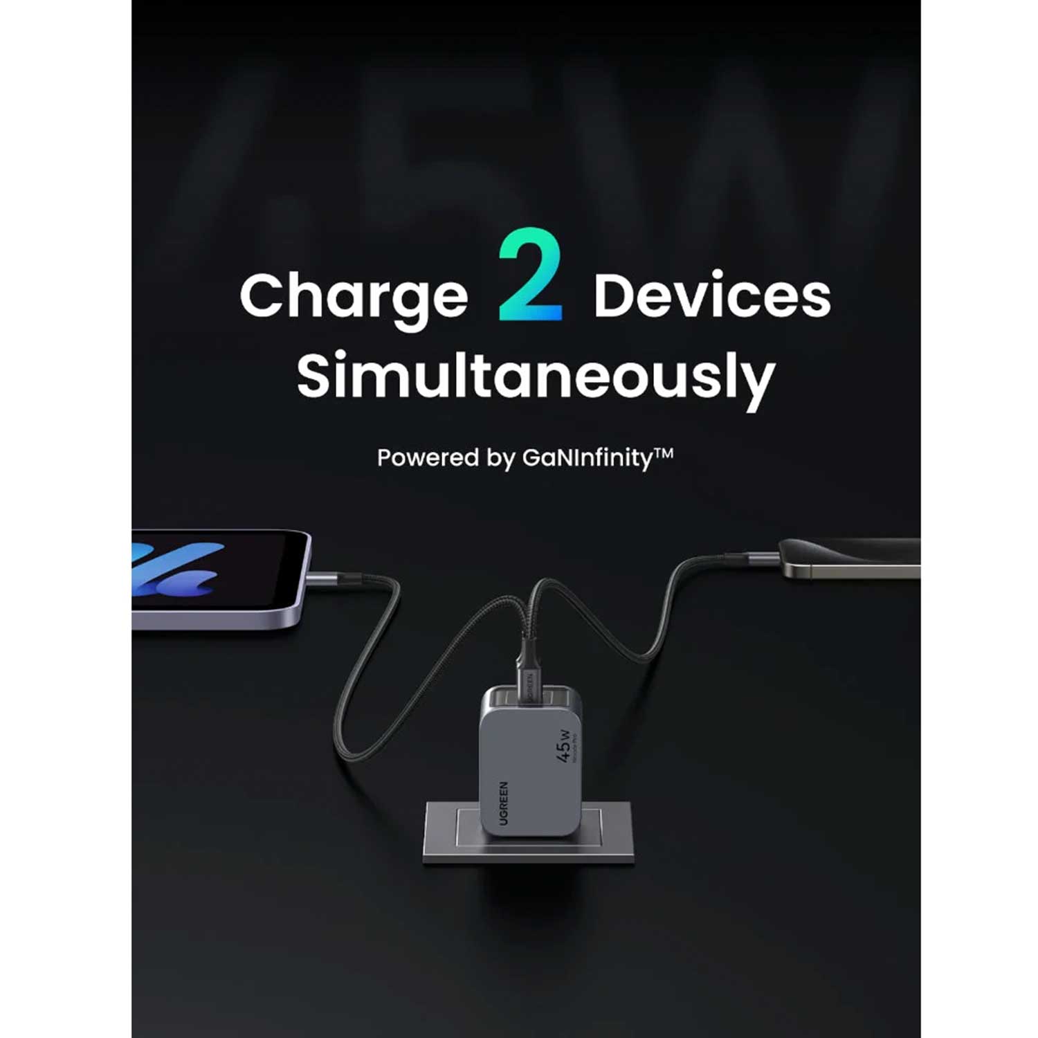 Power adapter UGREEN X707 Nexode Pro GaN Fast Charging PD 35008 45W — 5