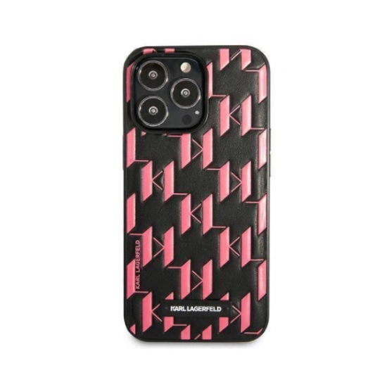 CG Mobile Karl Lagerfeld PU Leather Monogram Embossed Pattern Case with Plague Hard for iPhone 13 Pro — 3
