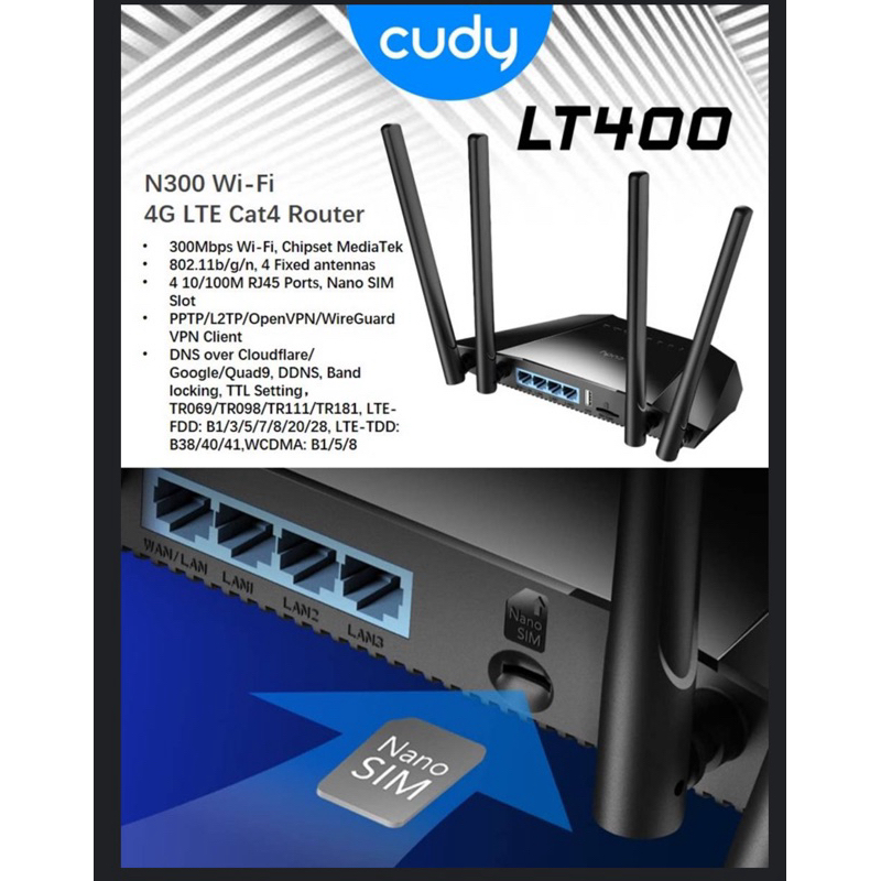 Cudy LT400 300Mbps 300n Wireless Router — 2