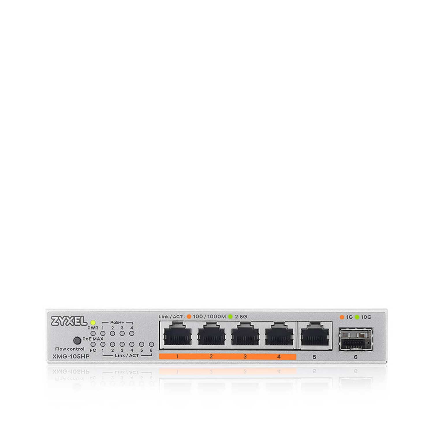 Network switch ZYXEL XMG-105HP Multi-Gigabit 5xRJ-45 4xPoE++ 1xSFP+ 70W PoE budget XMG-105HP-EU0101F — 3