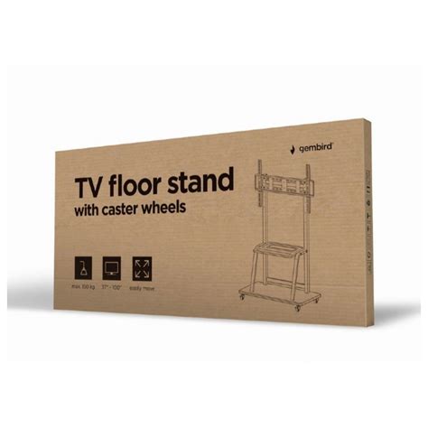 Gembird TVS-100T-02 Height adjustable TV floor stand with caster wheels — 4