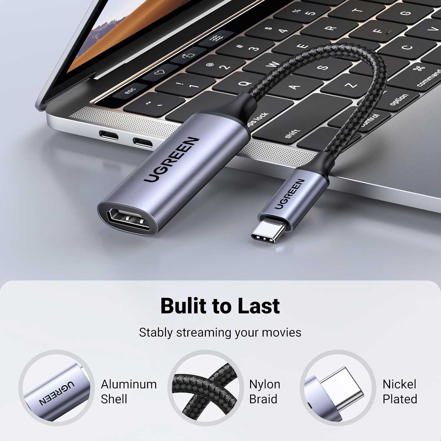 Cable UGREEN CM297 USB-C Male to HDMI Famale Aluminium Adapter 70444 — 4