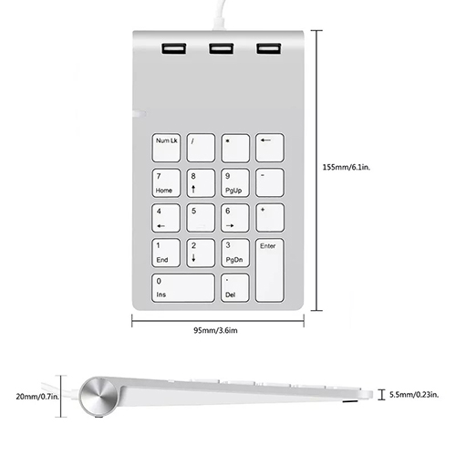 Rocketek Mini Numeric Wired numpad with 3xUSB2.0 — 2
