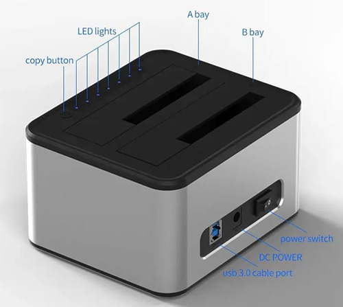 Bajeal aluminum USB3.0 Dual Bay Docking Station — 2