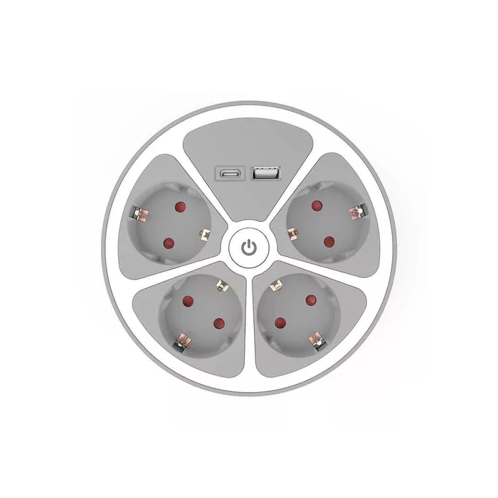 Muhler Portable Multiple Socket with 4-way Shuttered Outlets and 2-way USB-A and USB-C 1006119