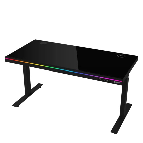 Gaming pc desk LORGAR Pro DP80G Dual-Motor Wrls.Charger RGB Glass LRG-DP80G — 2