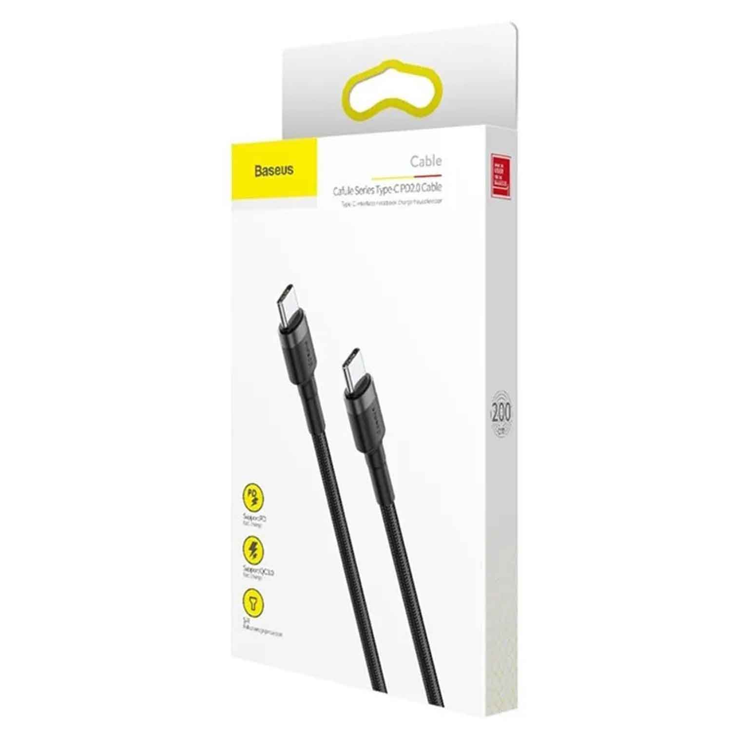 Cable BASEUS Cafule PD 2.0 60W Type-C to Type-C GR BK CATKLF-HG1 — 5