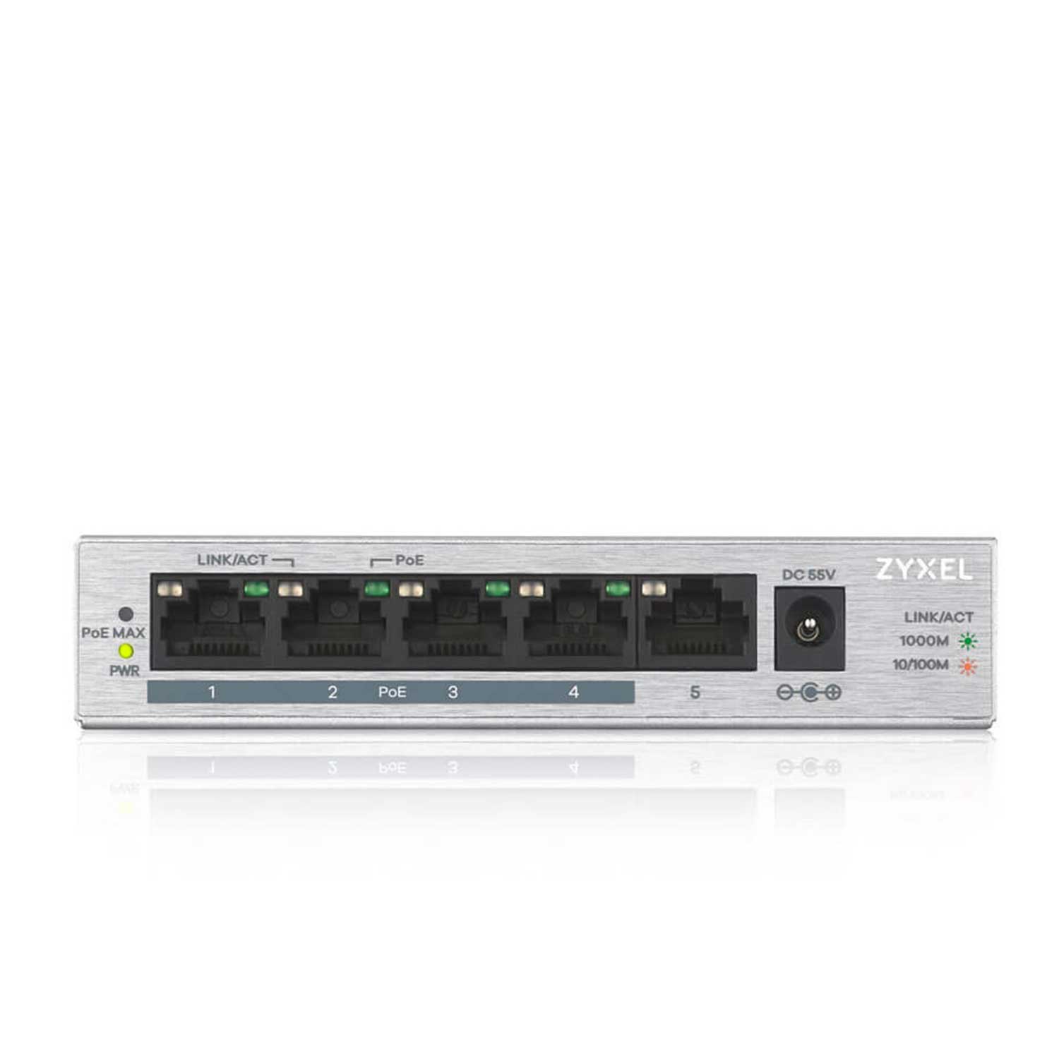 Network switch ZYXEL GS1005HP Gigabit PoE 5xRJ-45 60W PoE budget GS1005HP-EU0101F — 3