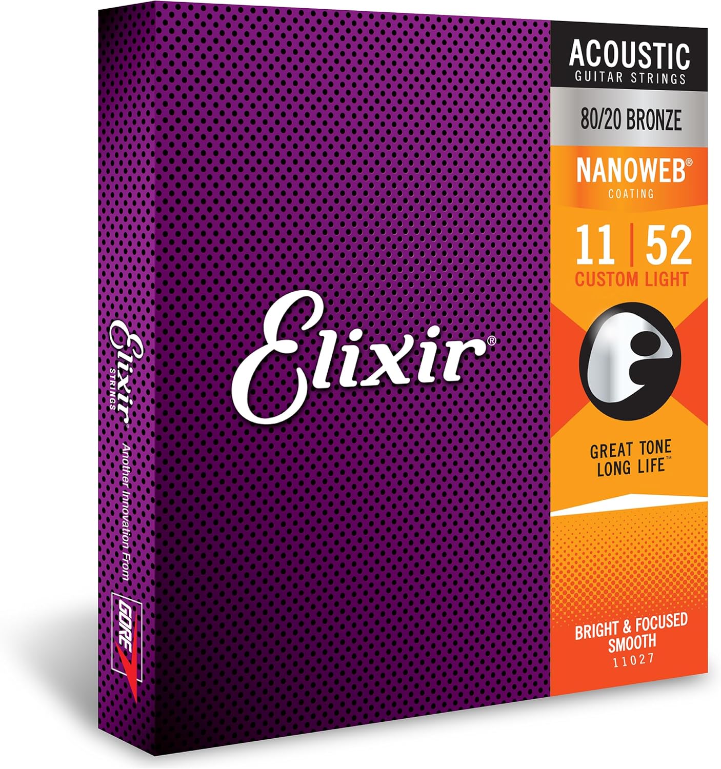Elixir 11027 Acoustic With Nanoweb Coating Custom Light 011-052 — 2