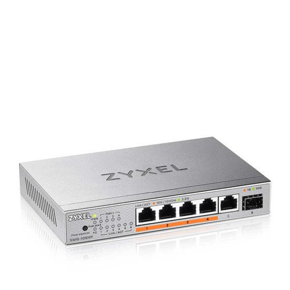 Network device ZYXEL Switch XMG-105HP Multi-Gigabit 5xRJ-45 . 4xPoE++ 1xSFP+ 70W PoE budget XMG-105HP-EU0101F — 2