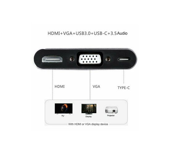Adapter 5in1 Type C to HDMI VGA USB Audio Type-C — 3