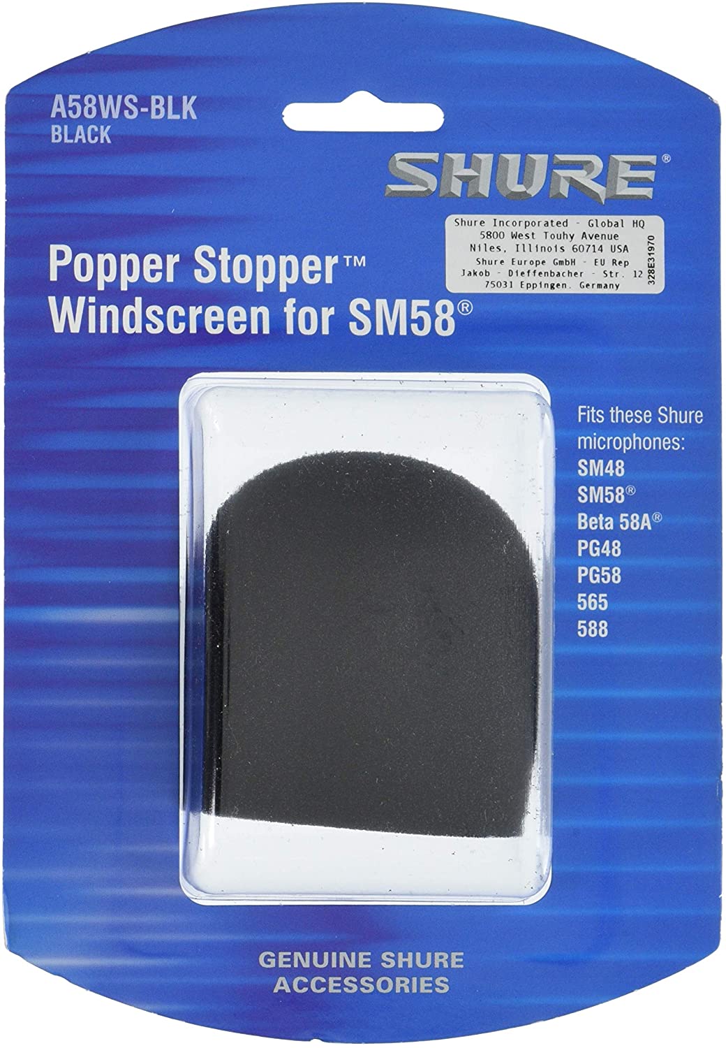 Shure A58WS-BLK Foam Windscreen — 2