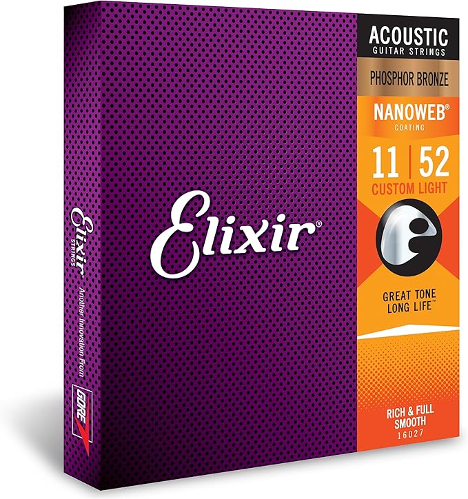 Elixir 16027 Acoustic Phosphor With Nanoweb Coating Custom Light 011-052 — 2