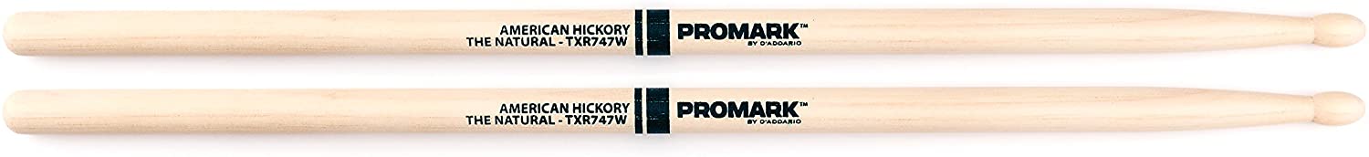 Promark TXR747W American Hickory Natural Wood Tip Drum Stick — 2