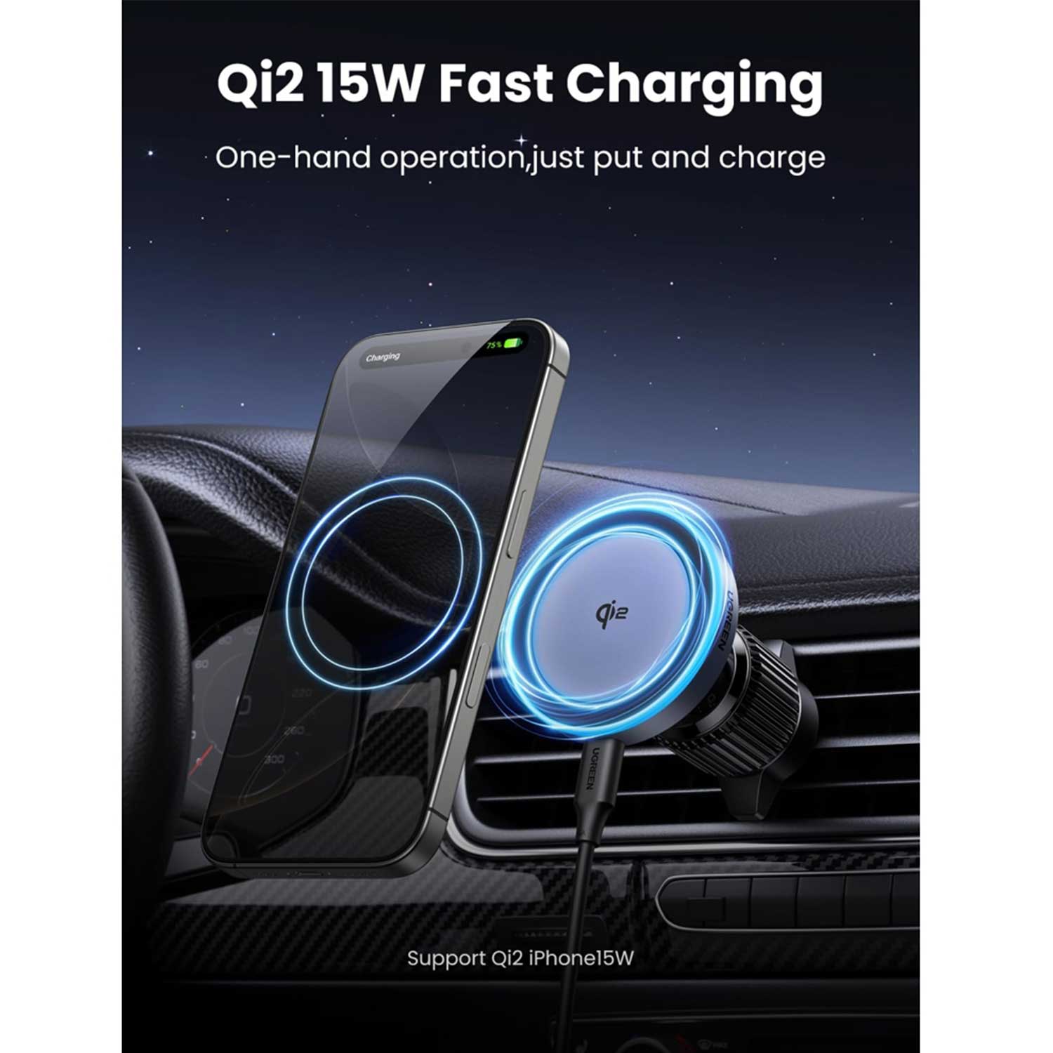 Car adapter UGREEN Qi2 Magnetic Car Wireless Charger 35970 15W — 7