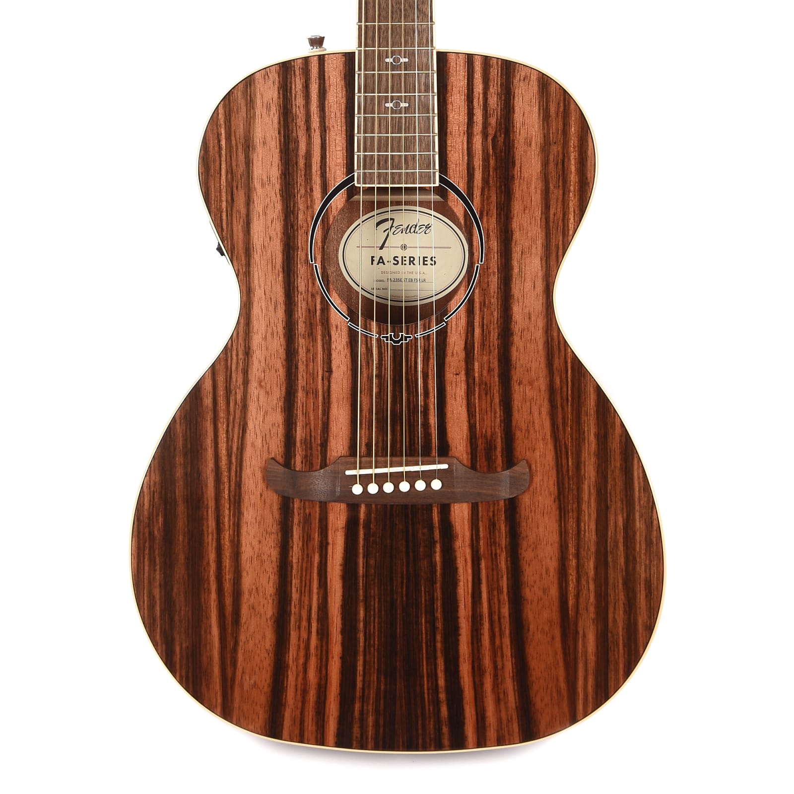 Fender FA-235E Striped Ebony Acoustic Electric Guitar — 4
