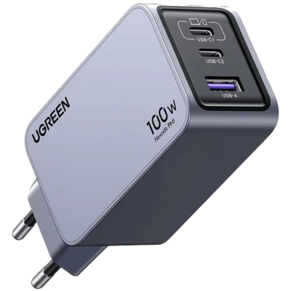 UGREEN Nexode Pro 3 port GaN Fast Charger EU 25874 220V to two USB-C and one USB-A 5V 100Wt Charger 100W — 2