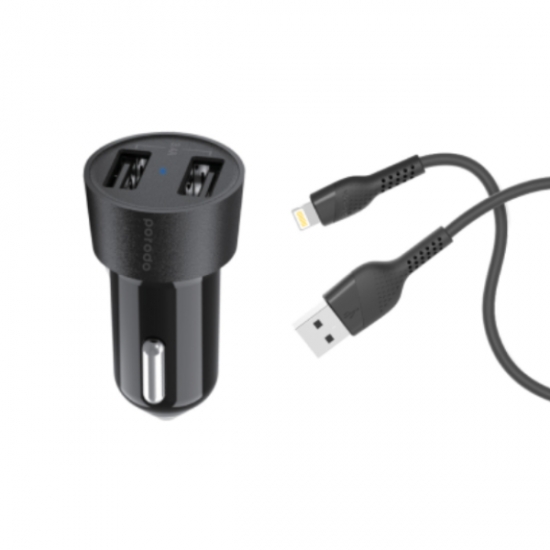 Porodo Car Charger PD- 3 4A Lightning Cable 4 ft — 2