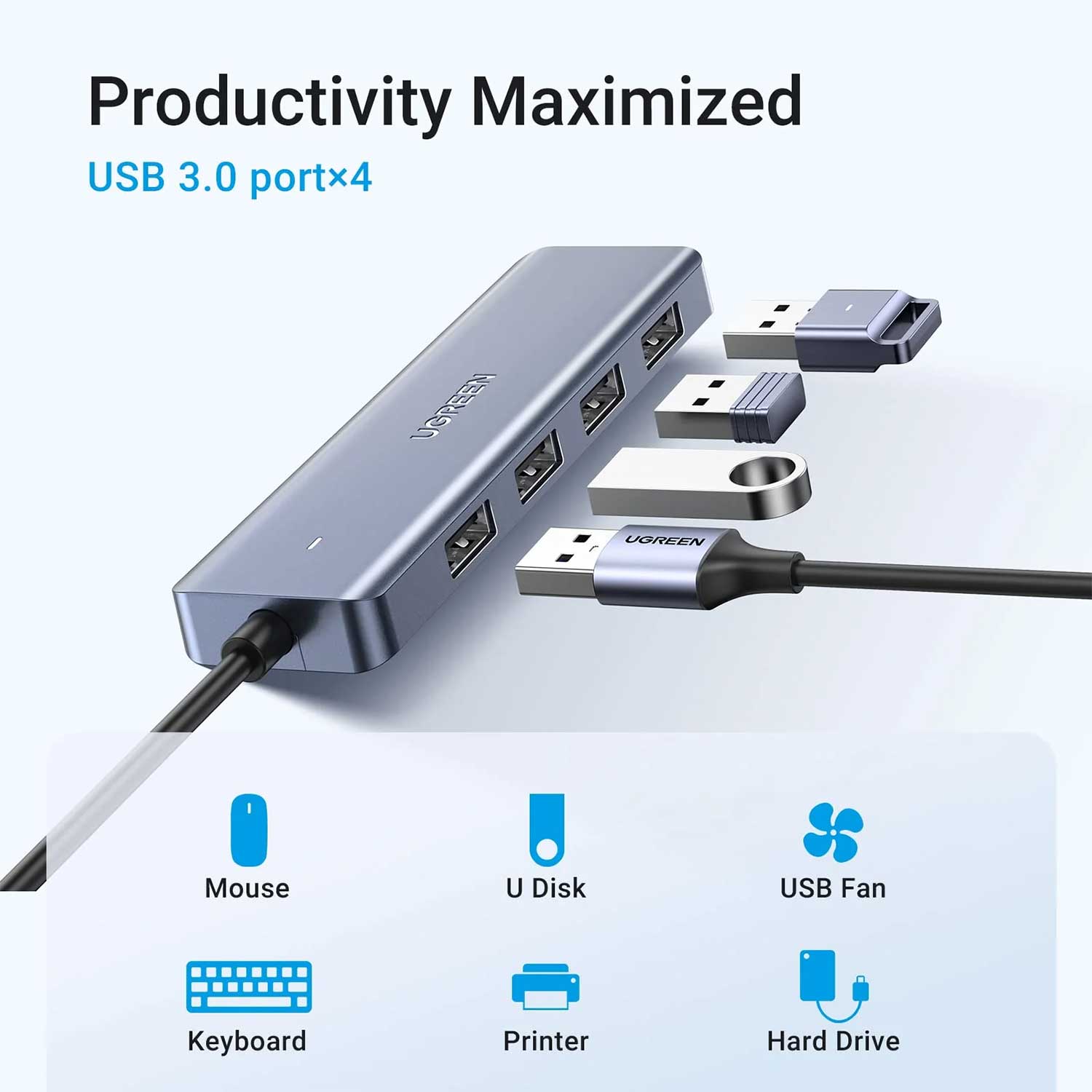 USB hub UGREEN 4 Port USB 3.0 1 Type-C GR 50985 — 3