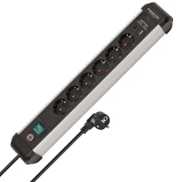 Premium-Alu-Line USB Power Delivery Extension Lead 6-Way 3m Brennenstuhl — 2