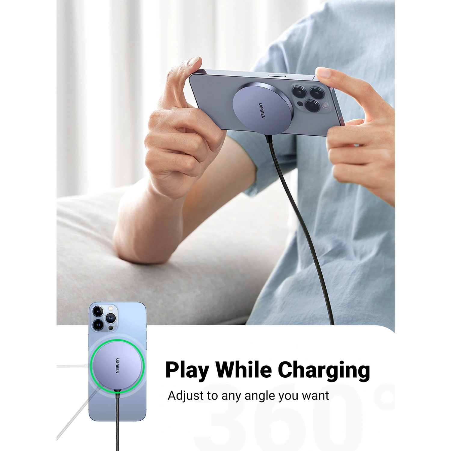 Power adapter UGREEN MagSafe Magnetic Wireless Charger GR 30233 15W — 5