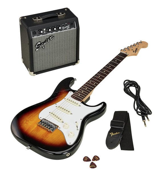 Fender Squier Stratocaster Electric Guitar and Amplifier Package GB 10G BSB — 2
