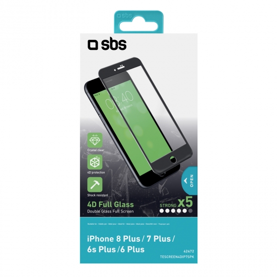 SBS Glass Protector Full Rounded iPhone 6 Plus 7 Plus 8 Plus TESCREEN4DIP7SPK — 2