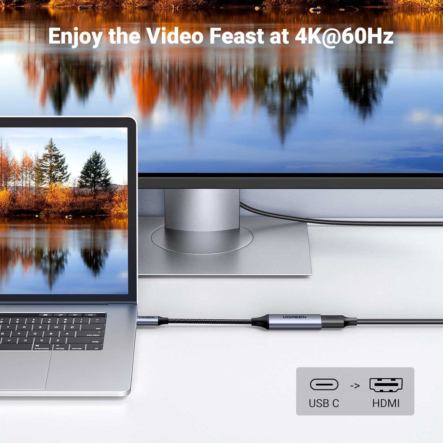 Cable UGREEN CM297 USB-C Male to HDMI Famale Aluminium Adapter 70444 — 5