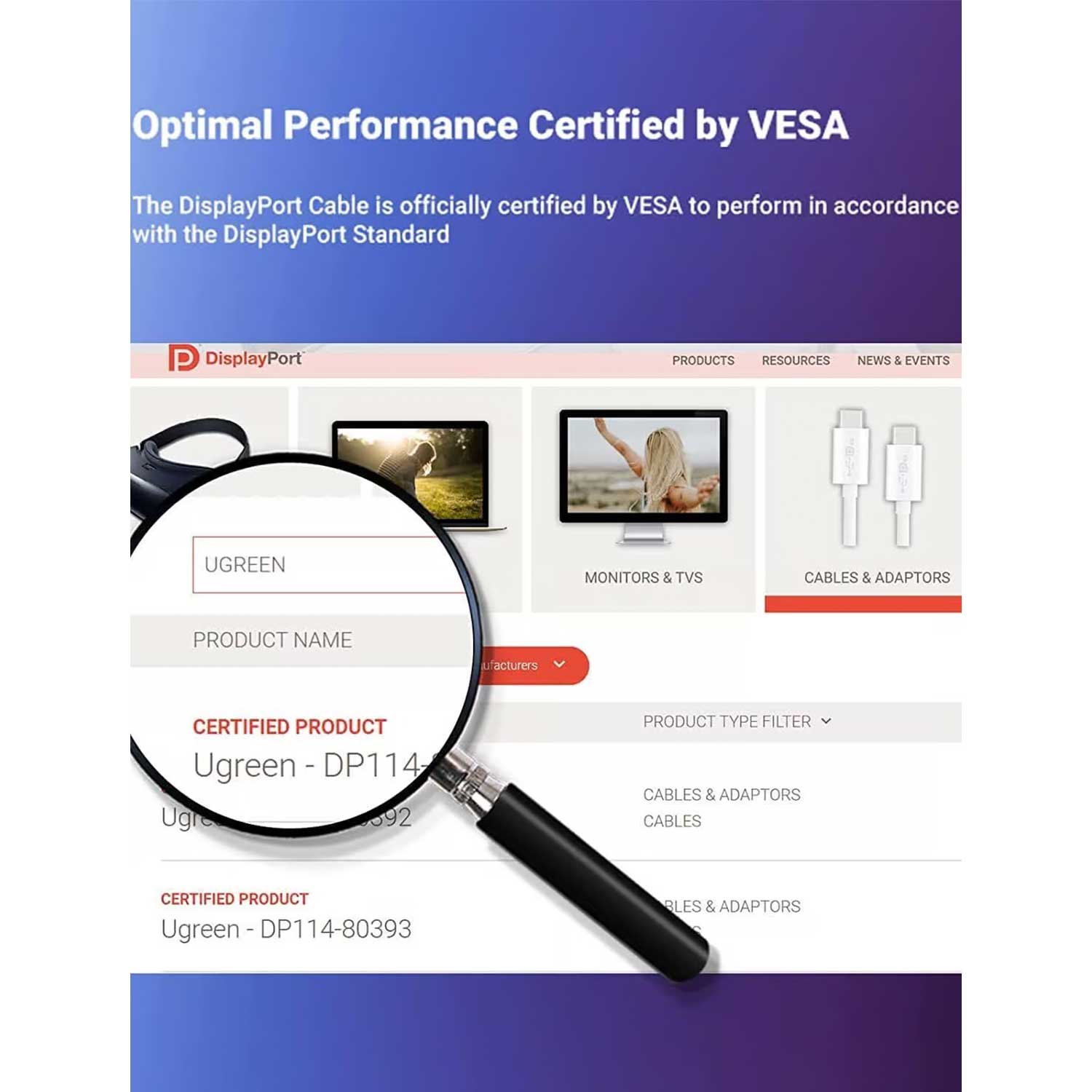 Cable UGREEN DP114 DisplayPort 1.4 8K BK 80390 — 3