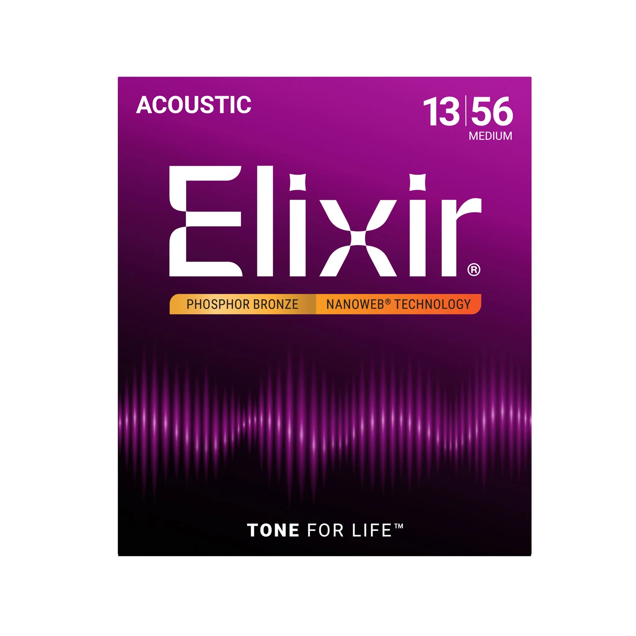 Elixir 16102 Nanoweb Phosphor Acoustic Guitar Strings - .013-.056 Medium — 2