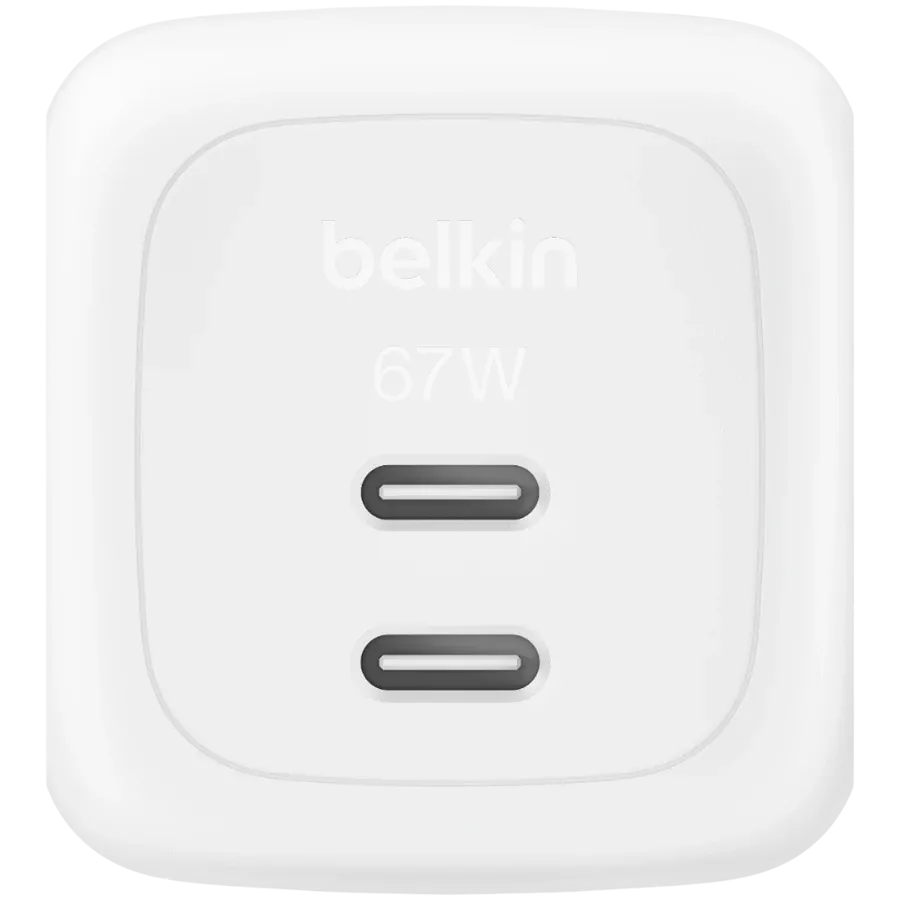 BELKIN Power Adapter Dual USB-C PD Wall Charger with PPS 2*USB-C 67W — 2