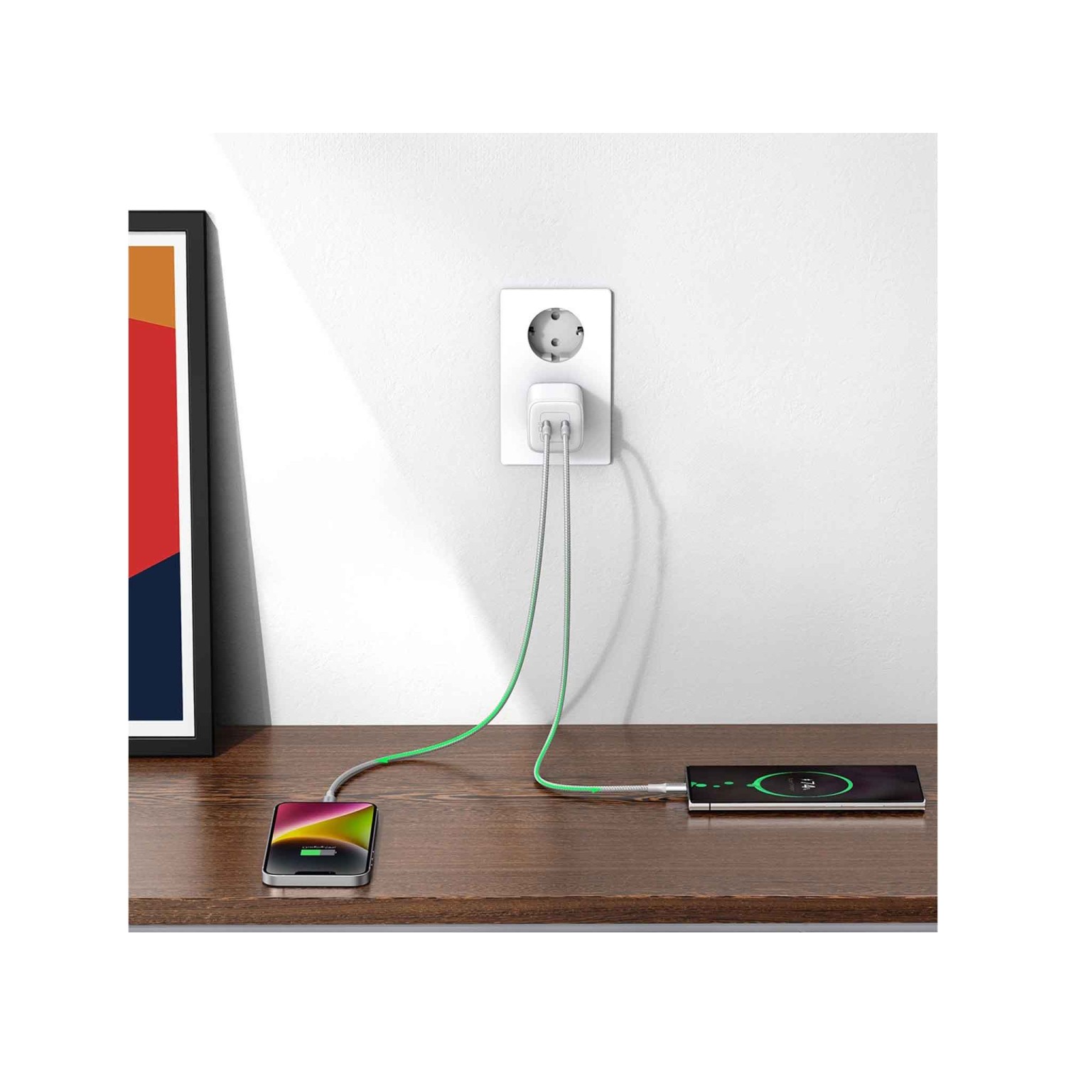 Power adapter UGREEN CD294 Nexode GaN Fast Charging PD 2 Ports WH 15327 45W — 4