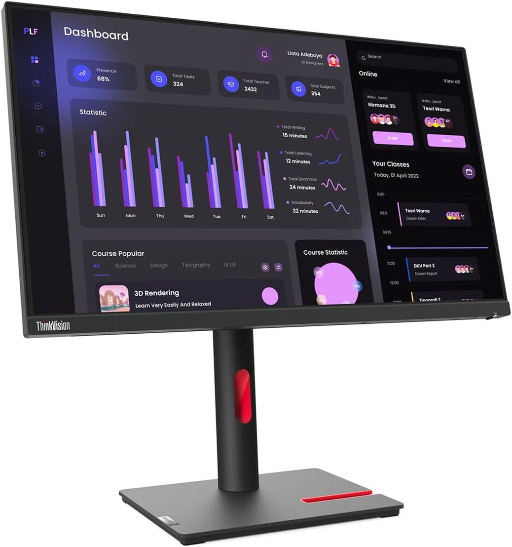 Think Vision T27i-30 63A4MAT1EU WLED IPS monitor 27 4mc Full HD 90° rotate height adjust stand — 3