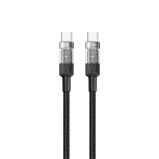Braided PD C to C fast charging cable with transparent head Porodo 1 100W — 2