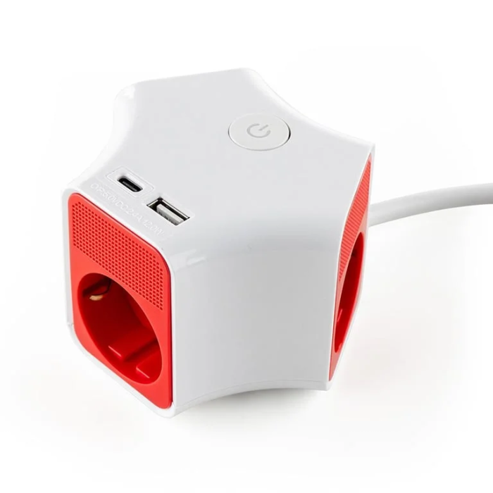 Muhler Portable Multiple Socket with 3-way Shuttered Outlets and 2-way USB-A and USB-C 1006118