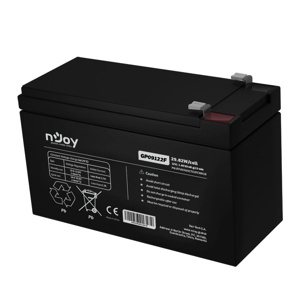 nJoy GP09122F Battery T2 F2 12V 9A — 2