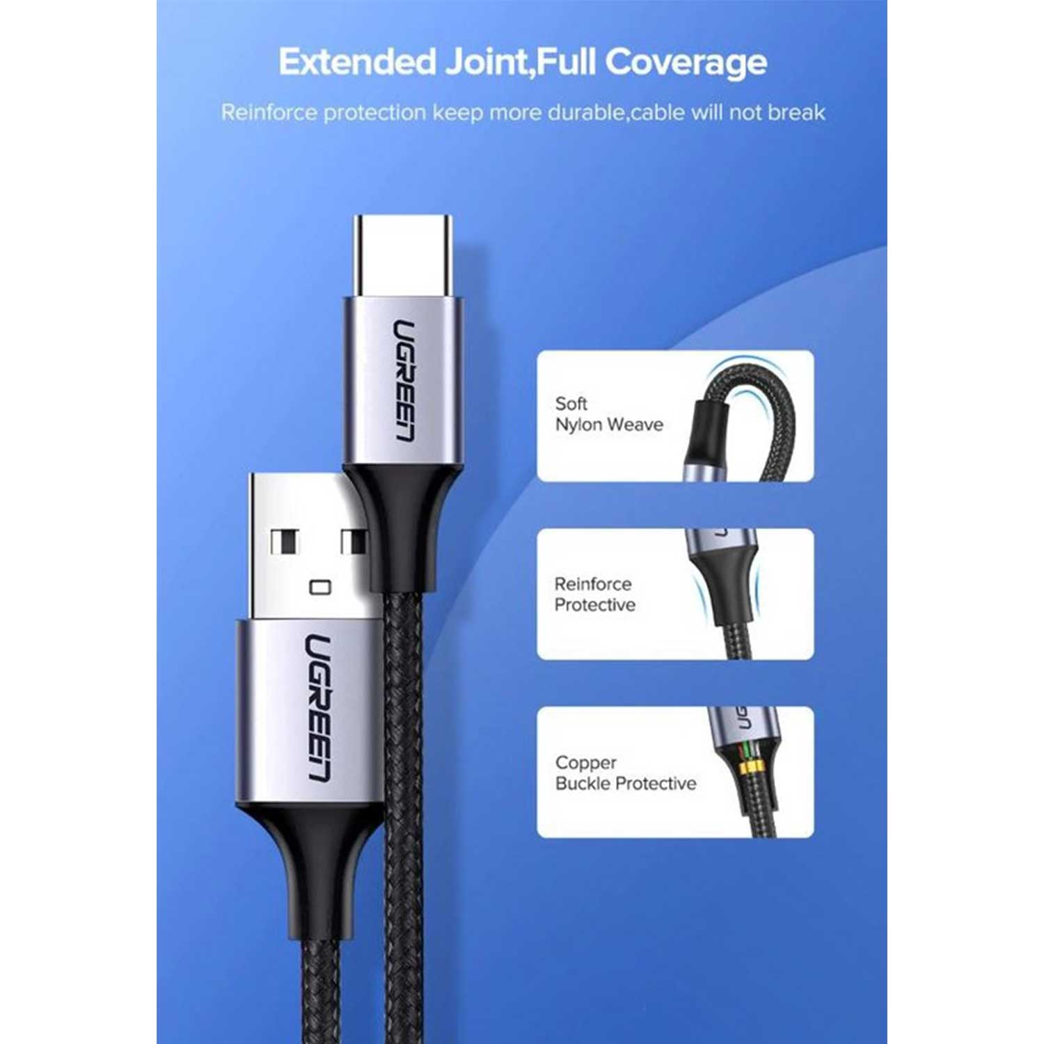 UGREEN USB-A to USB-C cable, fast charging, 3A Max 60125 — 3