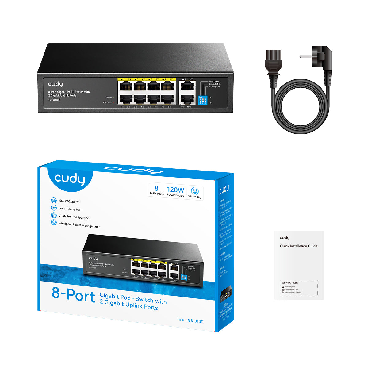Cudy GS1010P 8-port Gigabit poe+ 2port Gigabit uplink 120W Unmanaged Switch — 2