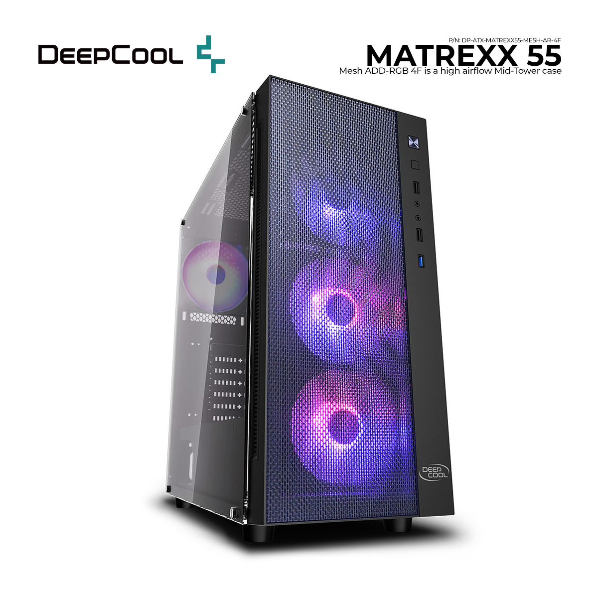 PC case DeepCool MATREXX 50 MESH RGB 4F MID Tower without power supply ATX — 3