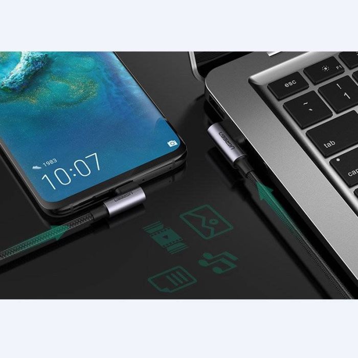 UGREEN Angled USB-C Male To Angled USB 2.0A Male Cable 20856 — 3
