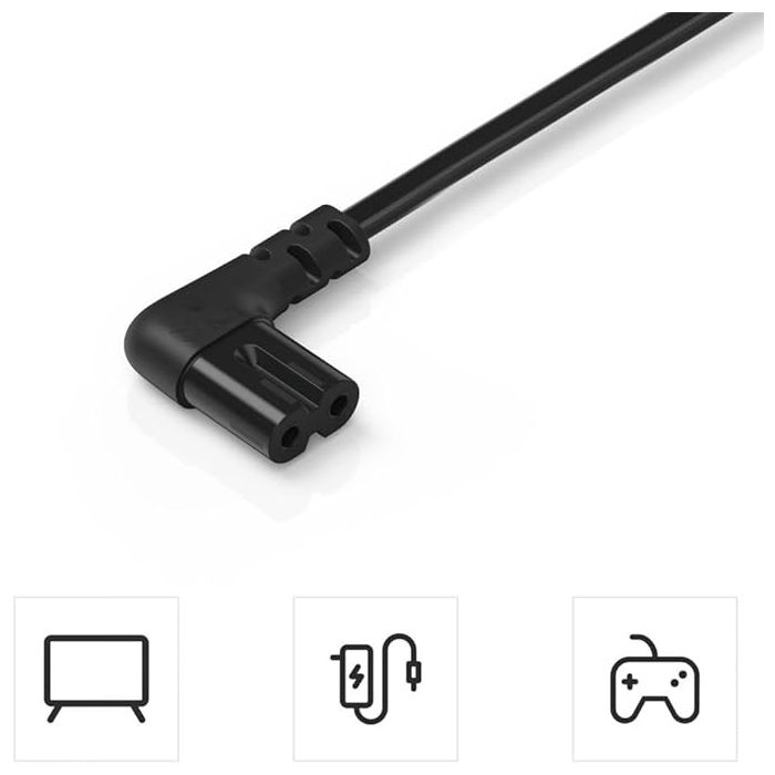 Power Cable Angled Both Sides Euro Plug Double Groove C7 221101 — 2