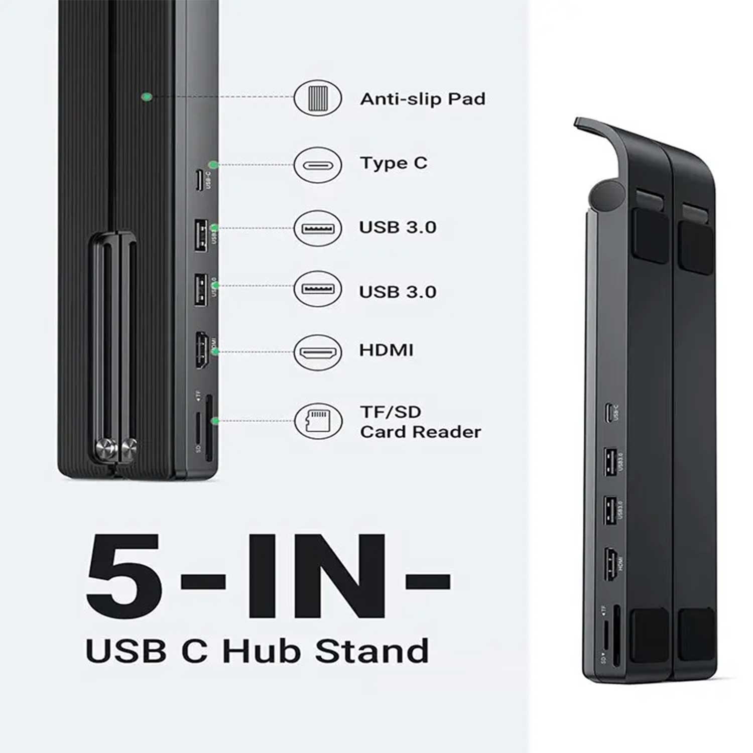 Stand for notebook UGREEN Laptop Stand and HUB 5 in 1 11-16 BK 80551 — 2