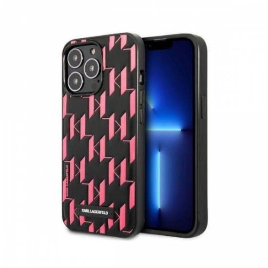 CG Mobile Karl Lagerfeld PU Leather Monogram Embossed Pattern Case with Plague Hard for iPhone 13 Pro — 6
