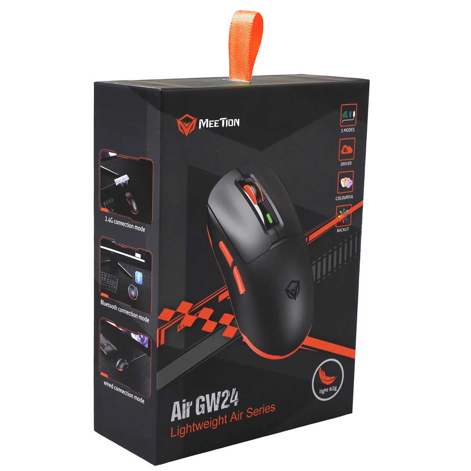 Mouse MEETION Tri-Mode Wrls+BT RGB Gaming Dark Flame Air GW24 — 7