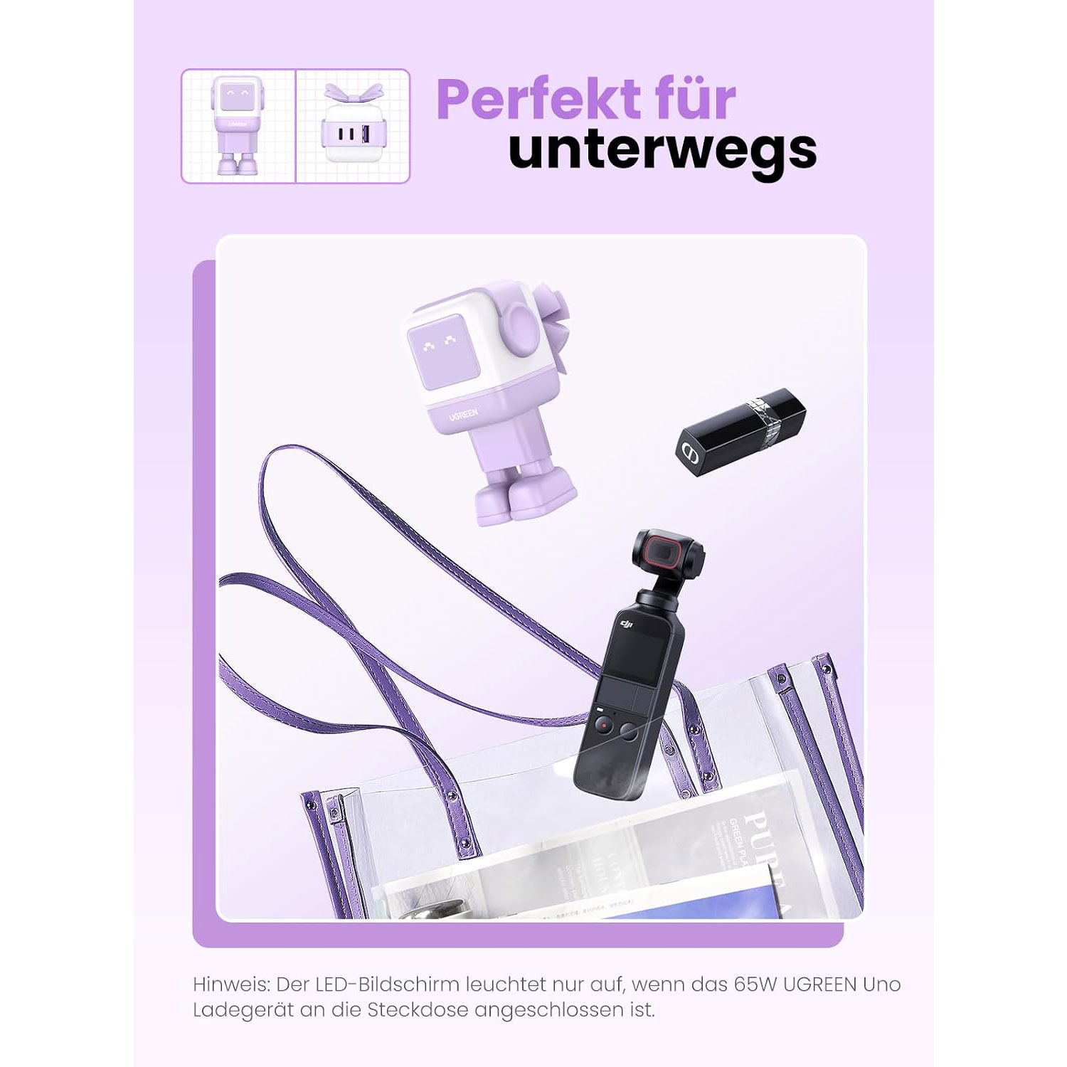 Power adapter UGREEN Uno RG Nexode GaN Rose 35291 65W — 5