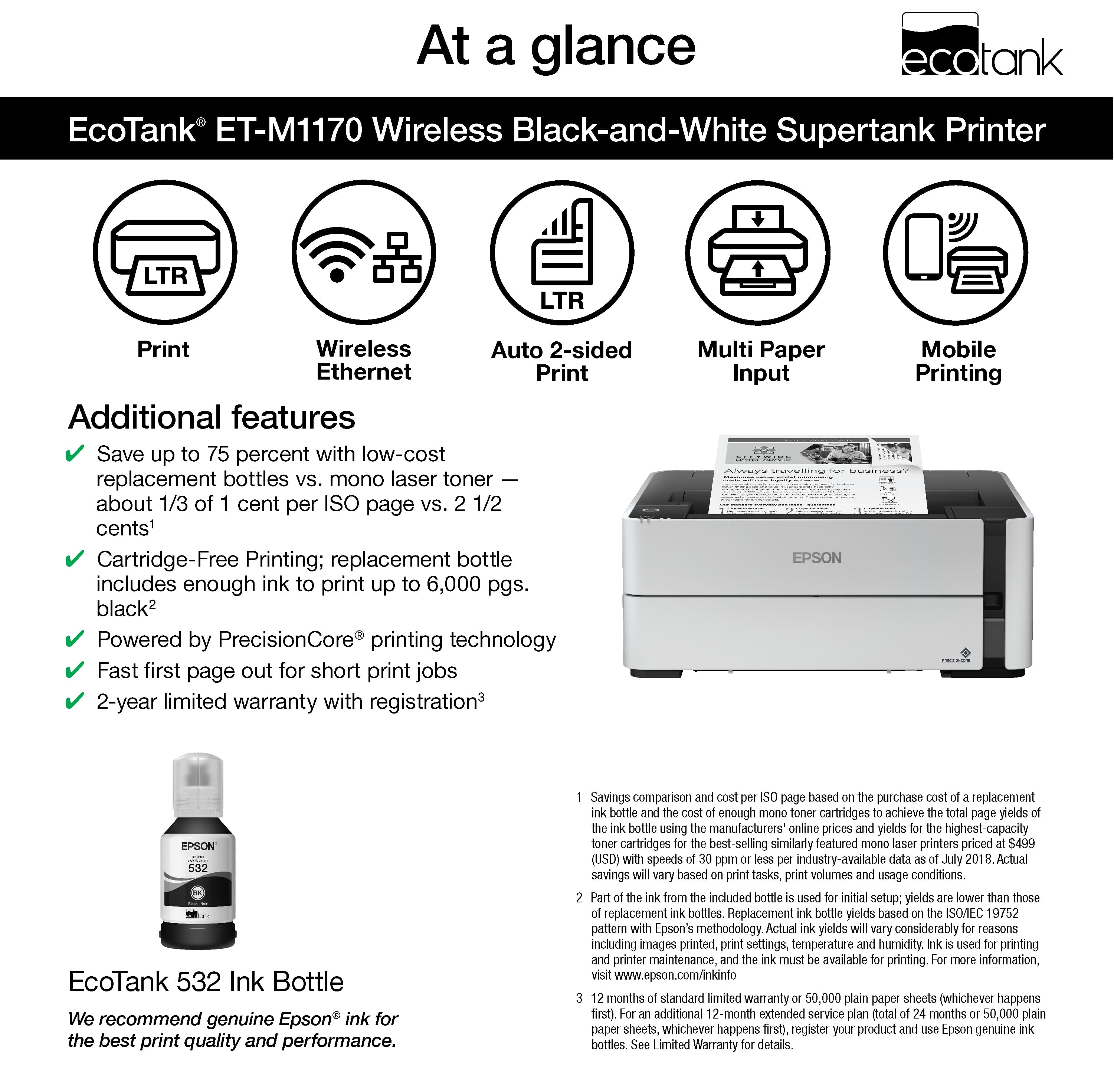 Epson EcoTank M1170 InkJet A4 Monochrome Printer — 6