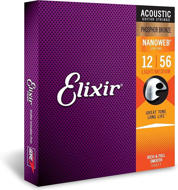 Elixir 16077 Acoustic Phosphor With Nanoweb Coating Light Medium 012-056 — 2