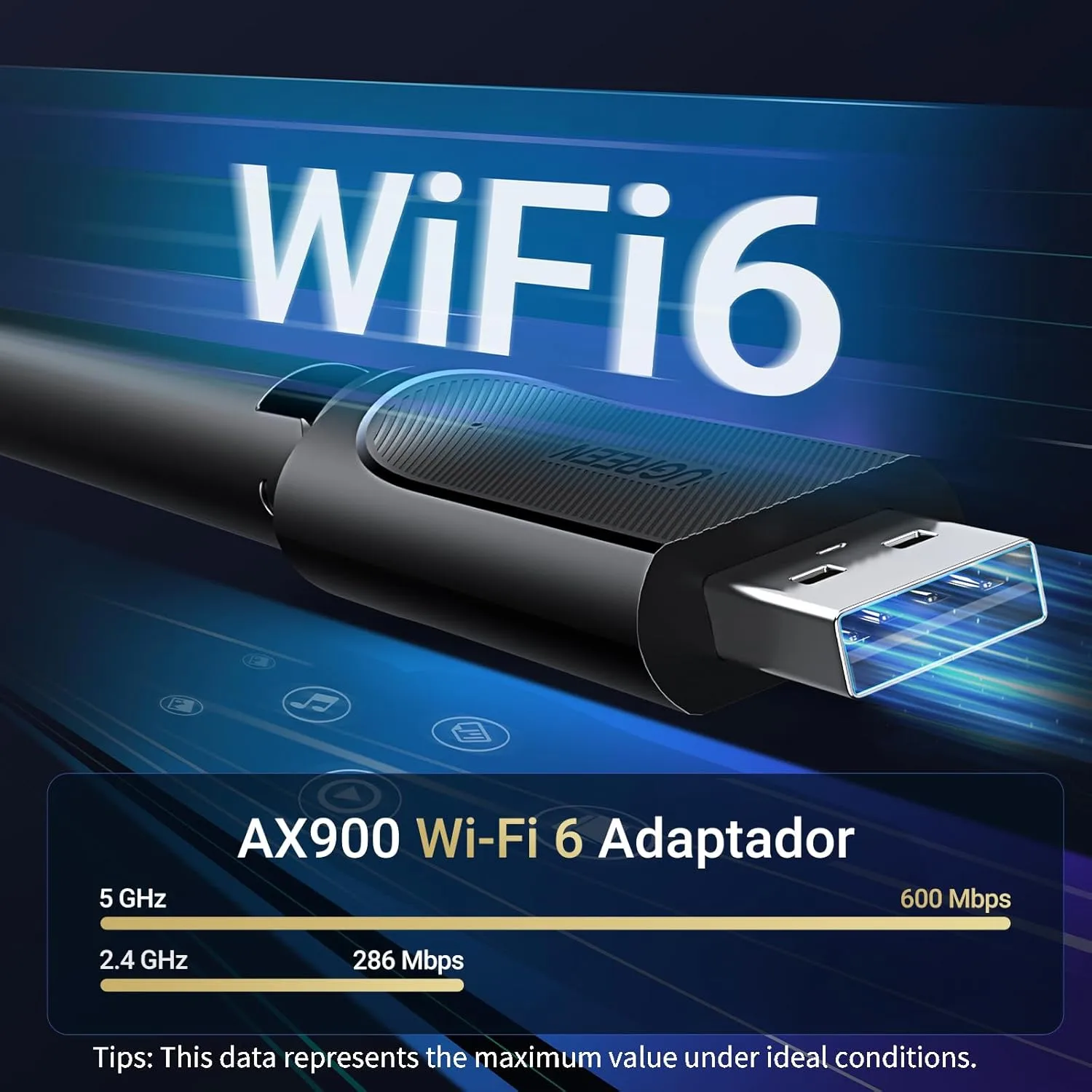 Ugreen WiFi6 AX900 - 600 ps Dual Band Wireless USB Adapter 35265 — 3