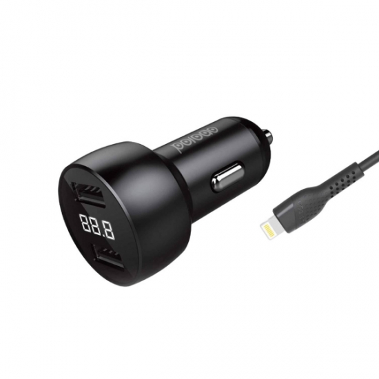 Porodo Car Charger 3 4A Lightning Cable Display