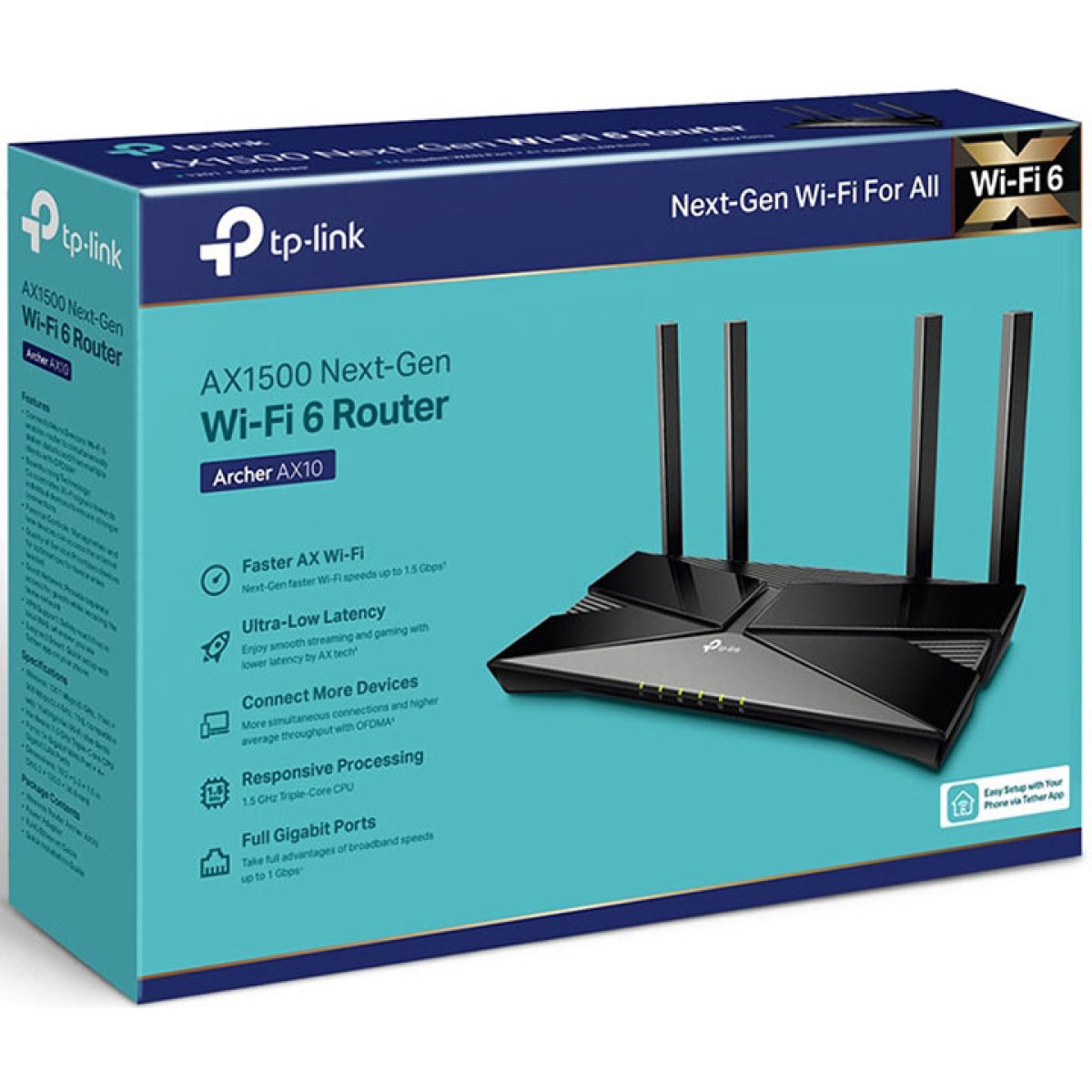 Dual Band WiFi 6 Gigabite router Tp-Link Archer AX10 AX1500 1201 300Mbps — 3
